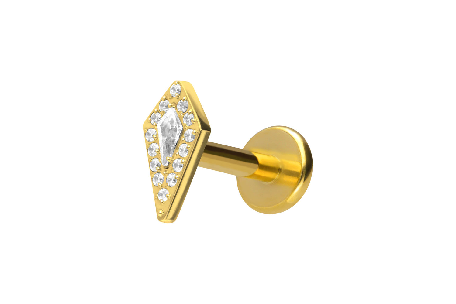 Titan Labret Piercing mit Innengewinde KRISTALLSCHILD